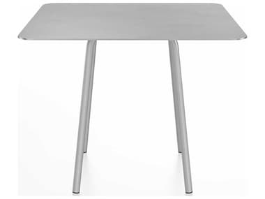 Emeco Outdoor Hand Brushed / Clear Anodized 36'' Wide Aluminum Square Dining Table EMOPARTSQ36ALU