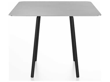 Emeco Outdoor Hand Brushed / Black Powder Coated 36'' Wide Aluminum Square Dining Table EMOPARTSQ36ALUPC