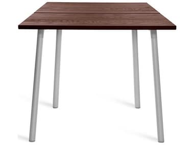 Emeco Outdoor Run By Sam Hecht And Kim Colin Aluminum Clear Anodized 32'' Wide Square Dining Table with Walnut Top EMORT32SWAL