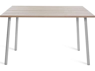 Emeco Outdoor Run By Sam Hecht And Kim Colin Aluminum Clear Anodized 48'' Wide Square Dining Table with Ash Top EMORT48SASH