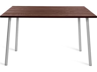 Emeco Outdoor Run By Sam Hecht And Kim Colin Aluminum Clear Anodized 48'' Wide Square Dining Table with Walnut Top EMORT48SWAL