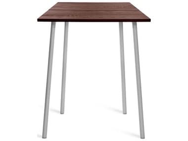 Emeco Outdoor Run By Sam Hecht And Kim Colin Aluminum Clear Anodized 32'' Wide Square Bar Table with Walnut Top EMORTH32SWAL