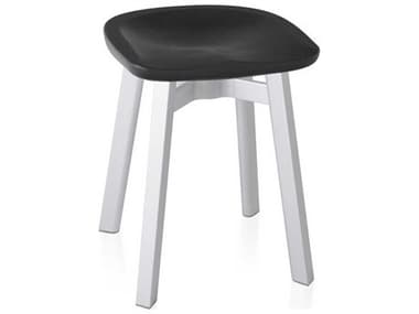 Emeco Outdoor Clear Anodized Aluminum Stool with Black Seat EMOSU18PSBLACK