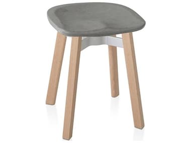 Emeco Outdoor Su By Nendo Wood Small Stool with Eco-Concrete Seat EMOSU18WOODCS