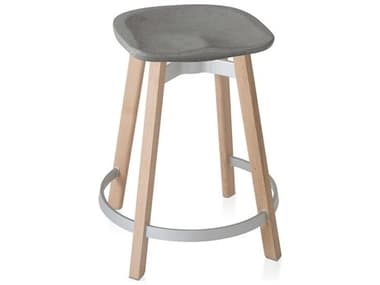 Emeco Outdoor Su By Nendo Wood Counter Stool witn Eco-Concrete Seat EMOSU24WOODCS