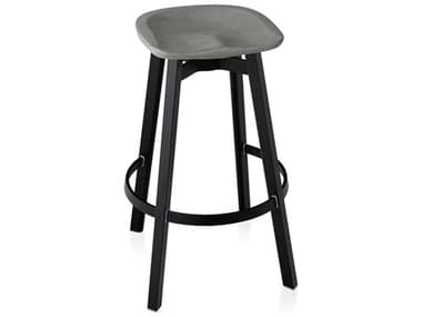 Emeco Outdoor Su By Nendo Aluminum Black Anodized Bar Stool with Eco-Concrete Seat EMOSU30BLACKCS