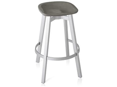Emeco Outdoor Su By Nendo Aluminum Natural Anodized Bar Stool with Eco- Concrete Seat EMOSU30CS