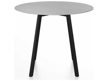 Emeco Outdoor Hand Brushed / Black Anodized 36'' Wide Aluminum Round Dining Table EMOSUTRD36ALUPC