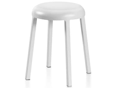 Emeco Outdoor Za By Naoto Fukasawa White Grey Aluminum Metal Small Stool EMOZA18PCWG
