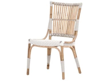 Essentials for Living The Hamptons Rattan Natural Upholstered Side Dining Chair ESL4111WHTSTONAT