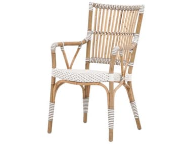 Essentials for Living The Hamptons Rattan White Arm Dining Chair ESL4112WHTSTONAT