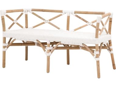 Essentials for Living The Hamptons 52" White Synthetic Natural Rattan Accent Bench ESL4120WHTNAT