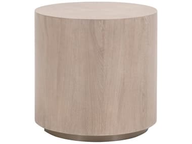 Essentials for Living District Roto 22" Round Wood Natural Gray Silver End Table ESL4609LNGOSLV