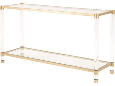 Essentials for Living Traditions Nouveau 58" Rectangular Glass Brass Clear Console Table ESL6075BBRSCLR