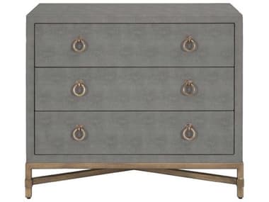 Essentials for Living Traditions Gray Shagreen, Brushed Gold Three-Drawer Nightstand ESL6120GRYSHGGLD