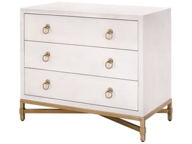 Essentials for Living Traditions Strand Shagreen 35" Wide 3-Drawers White Acacia Wood Nightstand ESL6120PRLSHGGLD