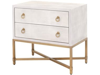 Essentials for Living Traditions Strand Shagreen 32" Wide 2-Drawers White Acacia Wood Nightstand ESL6121PRLSHGGLD