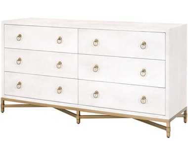 Essentials for Living Traditions Strand Shagreen 68" Wide 6-Drawers White Acacia Wood Double Dresser ESL6122PRLSHGGLD