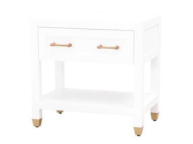Essentials for Living Traditions 28" Wide 1-Drawer Rubberwood Nightstand ESL6134WHTBBRS