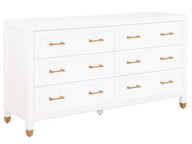 Essentials for Living Traditions Stella 66&quot; Wide 6-Drawers Ply Wood Double Dresser ESL6136WHTBBRS