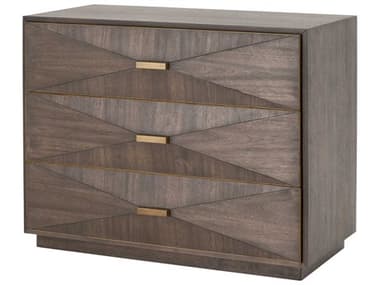 Essentials for Living Traditions Wynn 38" Wide 3-Drawers Acacia Wood Nightstand ESL6157BBRNBGLD