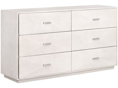 Essentials for Living Traditions Wynn Shagreen 64" Wide 6-Drawers White Rubberwood Double Dresser ESL6158PRLSHGBSTL