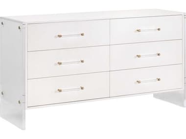Essentials for Living Traditions Sonia Shagreen 62" Wide 6-Drawers White Rubberwood Double Dresser ESL6161PRLSHGBBRS