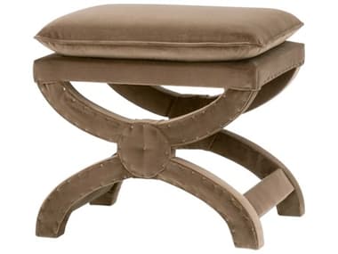 Essentials for Living Essentials Gaston Brown Velvet Upholstered Ottoman ESL6437UPCARBT