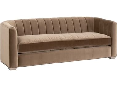Essentials for Living Stitch & Hand - Upholstery Bronx Channel Back Natural Gray Oak Caramel Velvet Brown Upholstered Sofa ESL66153CARNG