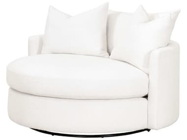 Essentials for Living Stitch & Hand Lourne Grand Swivel 57" White Fabric Chair and a Half ESL6644BOUSNO