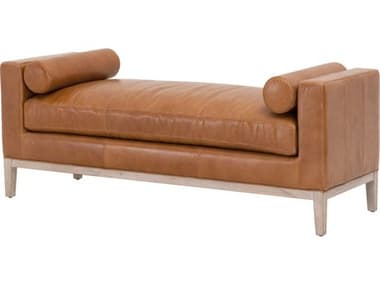 Essentials for Living Stitch &amp; Hand 63&quot; Brown Leather Upholstered Accent Bench ESL6700WHBRNNG