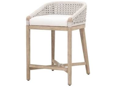 Essentials for Living Woven Mahogany Wood Counter Stool ESL6795WHTLPPRLNG