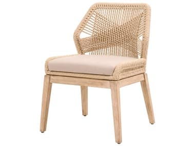 Essentials for Living Woven Mahogany Wood Beige Upholstered Side Dining Chair ESL6808KDSNDFLGRYNG