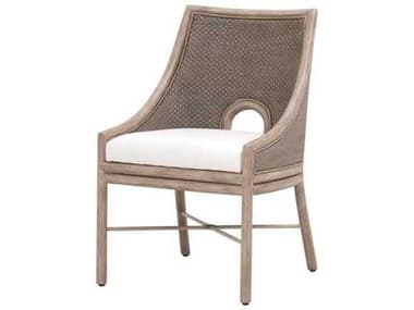 Essentials for Living Woven Mahogany Wood Gray Upholstered Armless Dining Chair, Set of 2 ESL6813FGRYLPPRLFG