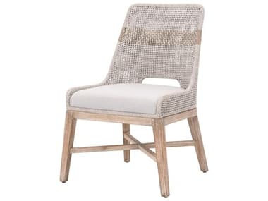 Essentials for Living Woven Mahogany Wood Gray Fabric Upholstered Side Dining Chair (Price Includes Two) ESL6850WTAPUMNG