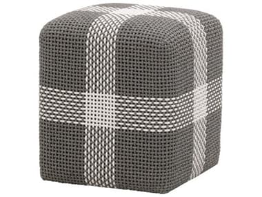 Essentials for Living Woven Cross 18" Dove Flat Rope Gray Ottoman ESL6880DOVWHT