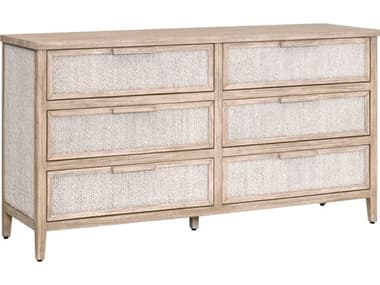 Essentials for Living Woven Malay 67&quot; Wide 6-Drawers Brown Abaca Wood Double Dresser ESL6898WWANG