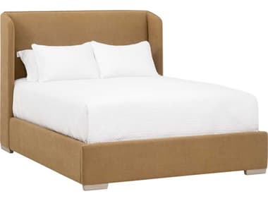 Essentials for Living Stitch & Hand - Dining & Bedroom Stewart Brown Oak Wood Upholstered King Platform Bed ESL71263LSAMBNG