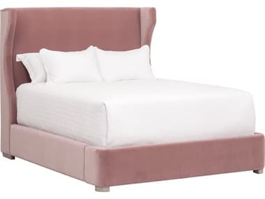 Luxecor Respite Pink Oak Wood Upholstered Queen Platform Bed LXCRSP29858