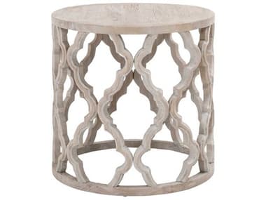 Essentials for Living Bella Antique Clover 24" Round Wood Smoke Gray End Table ESL8028LSGRYELM