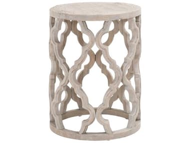 Essentials for Living Bella Antique Clover 18" Round Wood Smoke Gray End Table ESL8028SGRYELM