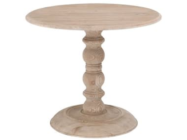 Essentials for Living Bella Antique Chelsea 35&quot; Round Wood Smoke Gray Pine Dining Table ESL8043SGRYPNE