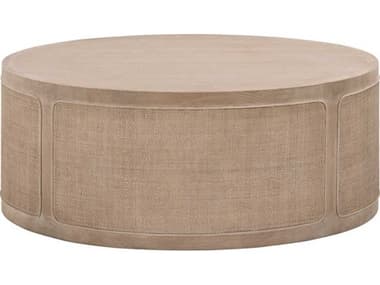 Essentials for Living Bella Antique Smoke Gray Oak / Cane 40'' Wide Round Coffee Table ESL8091SGRYOAKCN