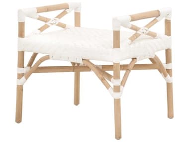 Essentials for Living Sample Palisades White Synthetic Natural Rattan Accent Stool ESLZD0546