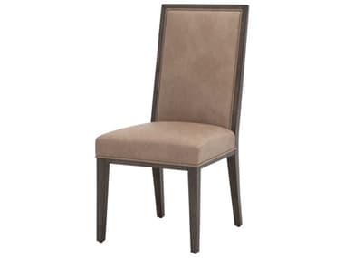Essentials for Living Sample Martin Rubberwood Brown Leather Armless Dining Chair Set of 4 ESLZOG812