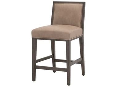 Essentials for Living Sample Martin Burnished Brown Ivanhoe Toast Leather Rubberwood Counter Stool Set of 2 ESLZOG813