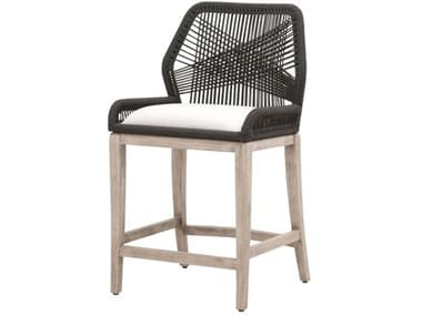 Essentials for Living Sample Loom Natural Gray Mahogany Upholstered Wood Counter Stool ESLZT0827