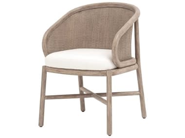 Essentials for Living Sample Cayman Mahogany Wood Brown Upholstered Arm Dining Chair ESLZT0866