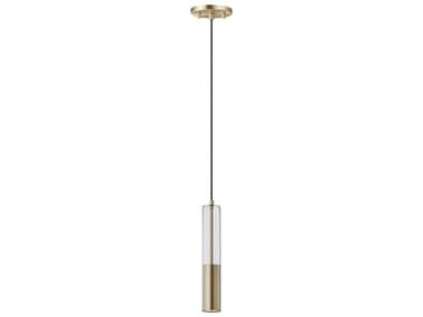 ET2 Torch 2" 1-Light Satin Brass Glass LED Cylinder Linear Mini Pendant ET2E1100024SBR