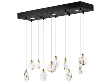 ET2 Pebble 13-Light Black Polished Gold Island Pendant ET2E11076122BKPG